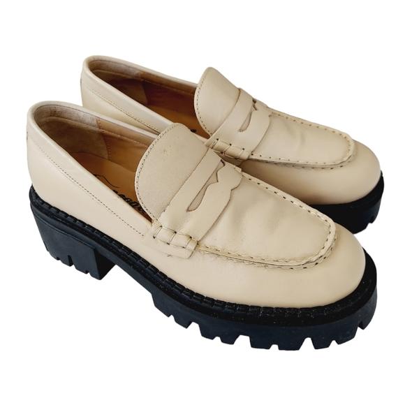 Free People Lyra Lug Sole Sand Nude Patent Leather Loafers Size 36.5 US 6.5 NWOB - Picture 2 of 16